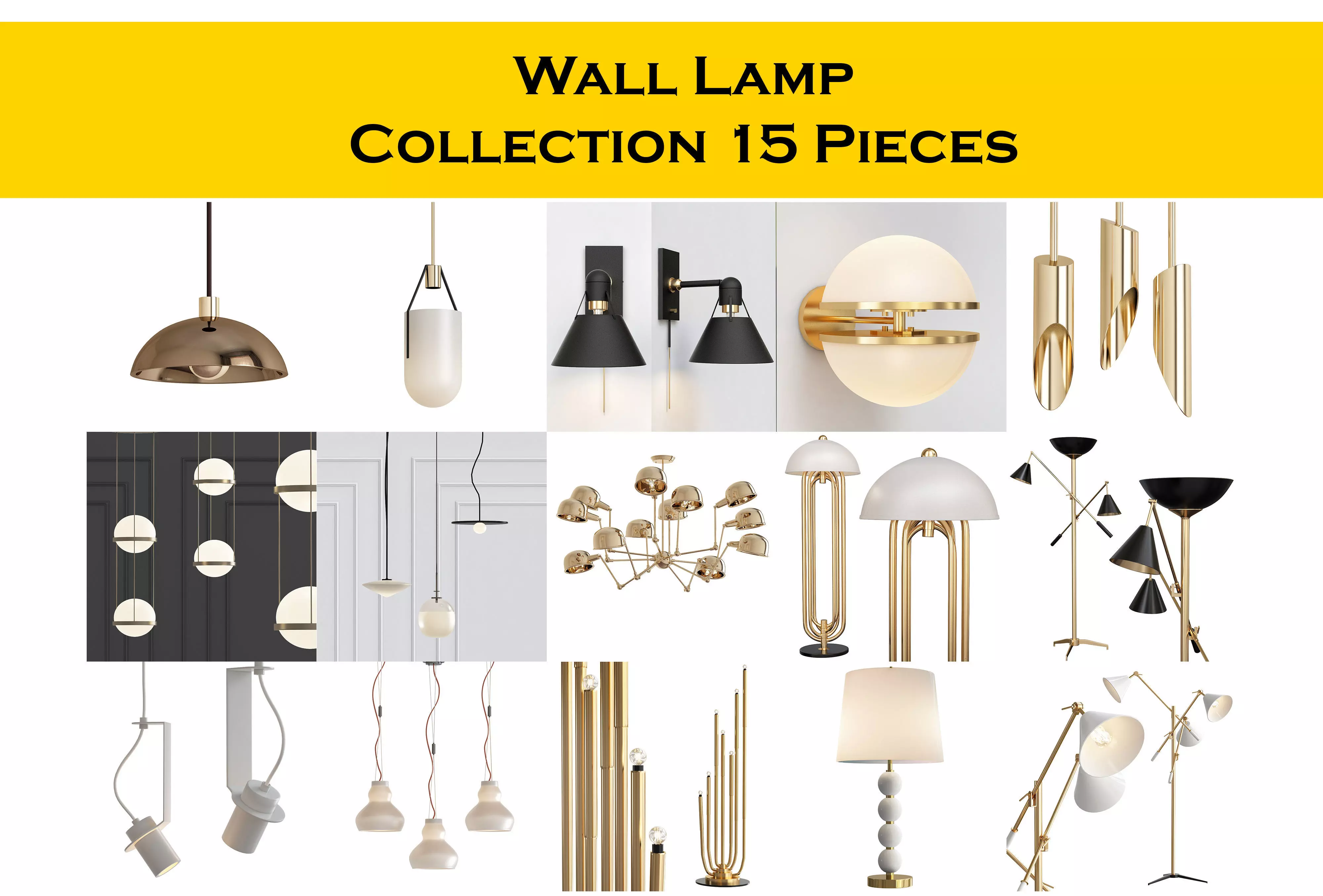 Wall Lamp Collection 15 Pieces 3d model 3D model_0