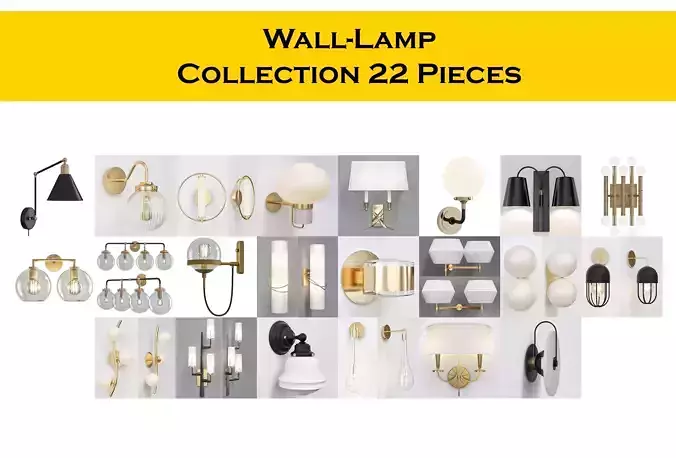 Wall-Lamp Collection 22 Pieces 3d model