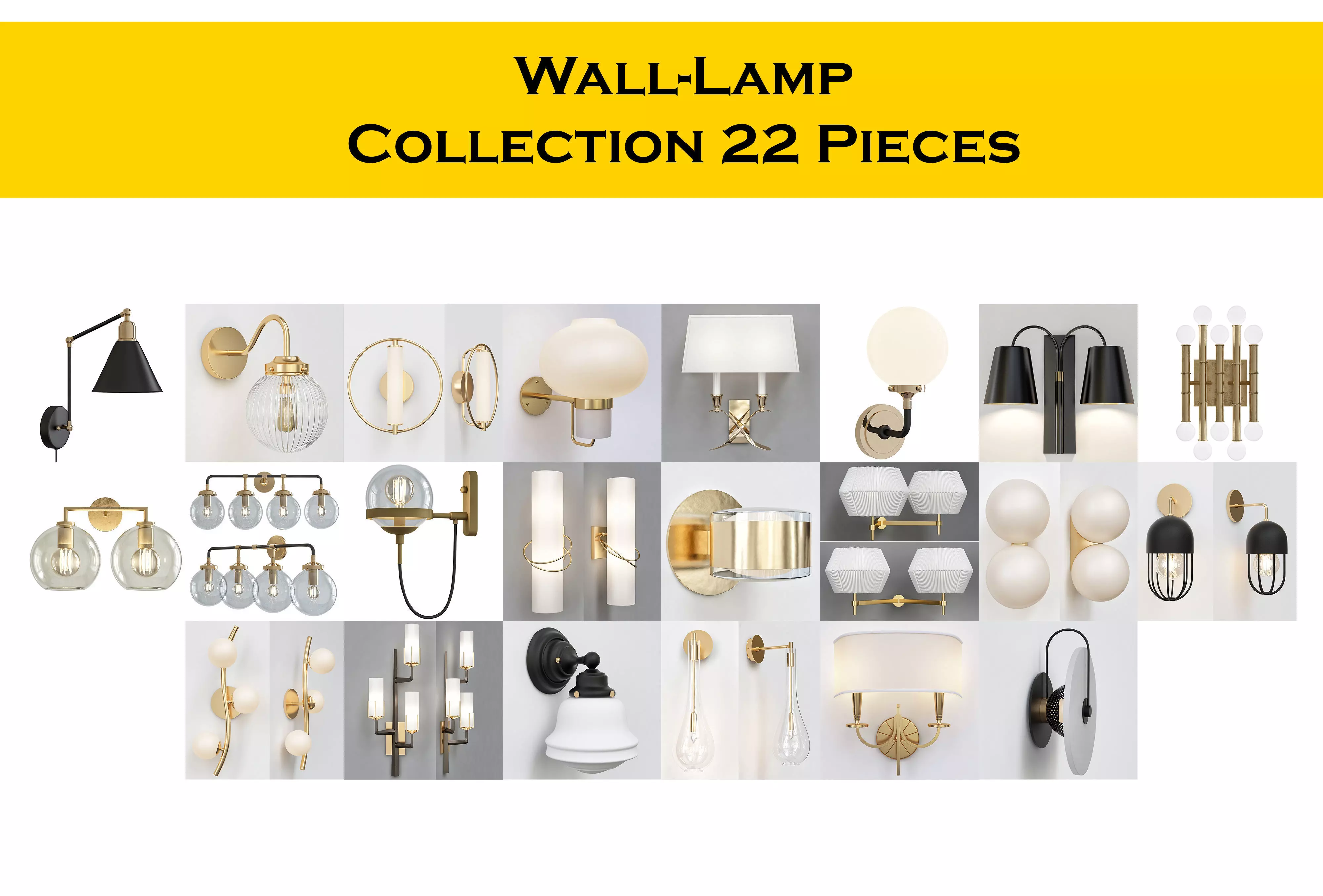 Wall-Lamp Collection 22 Pieces 3d model 3D model