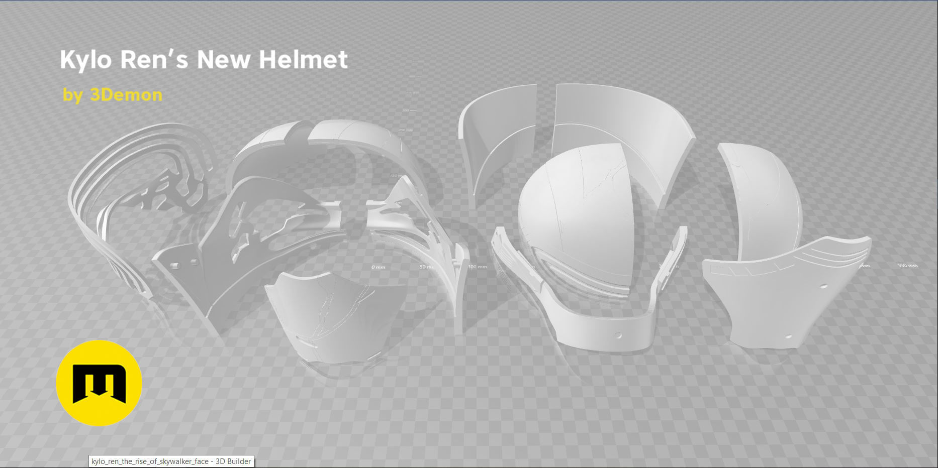 The Kylo Ren helmet destroyed - Star Wars 3D print model_16