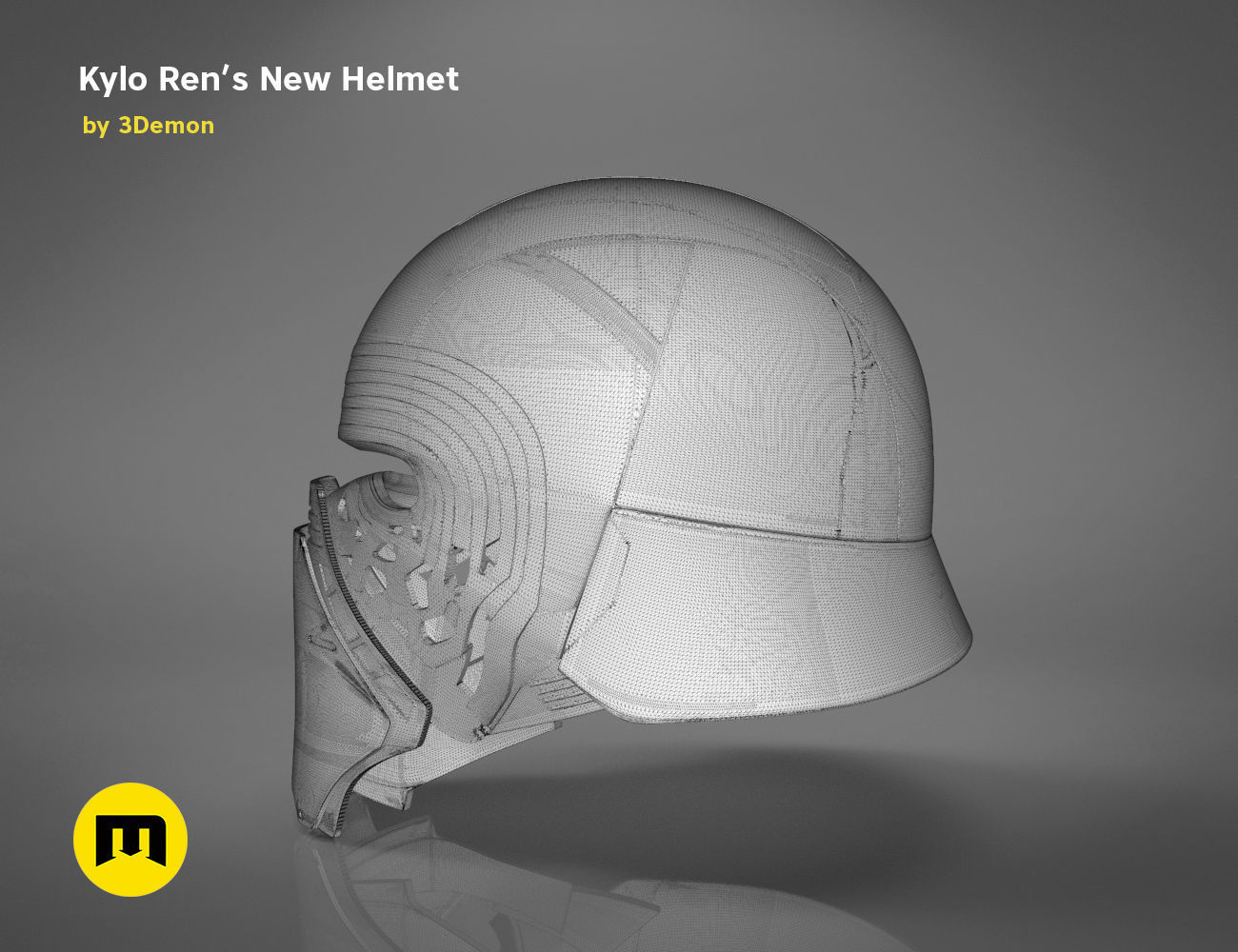 The Kylo Ren helmet destroyed - Star Wars 3D print model_7