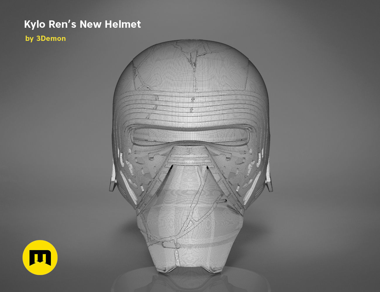 The Kylo Ren helmet destroyed - Star Wars 3D print model_10