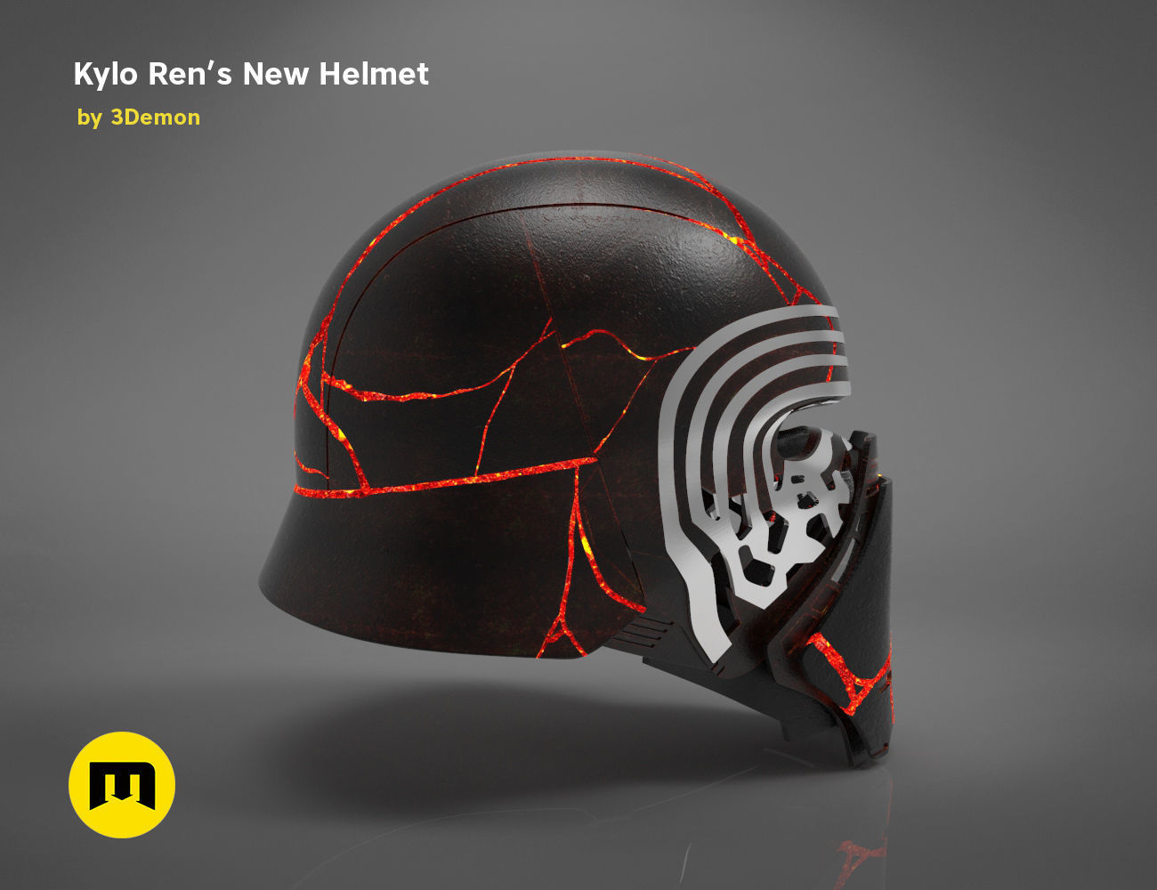 The Kylo Ren helmet destroyed - Star Wars 3D print model_4