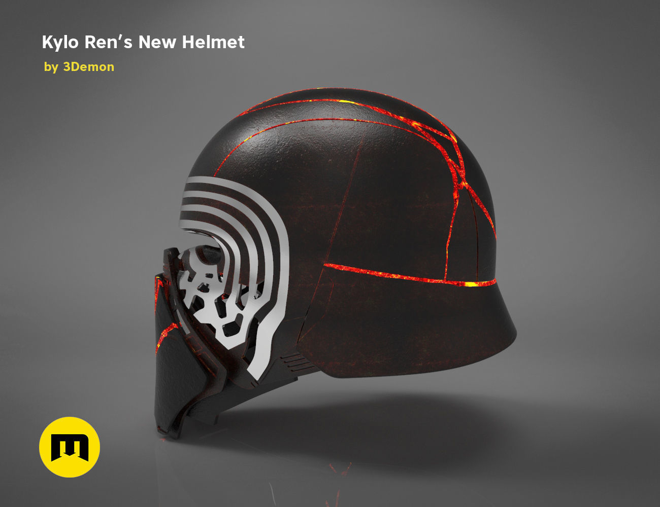 The Kylo Ren helmet destroyed - Star Wars 3D print model_3
