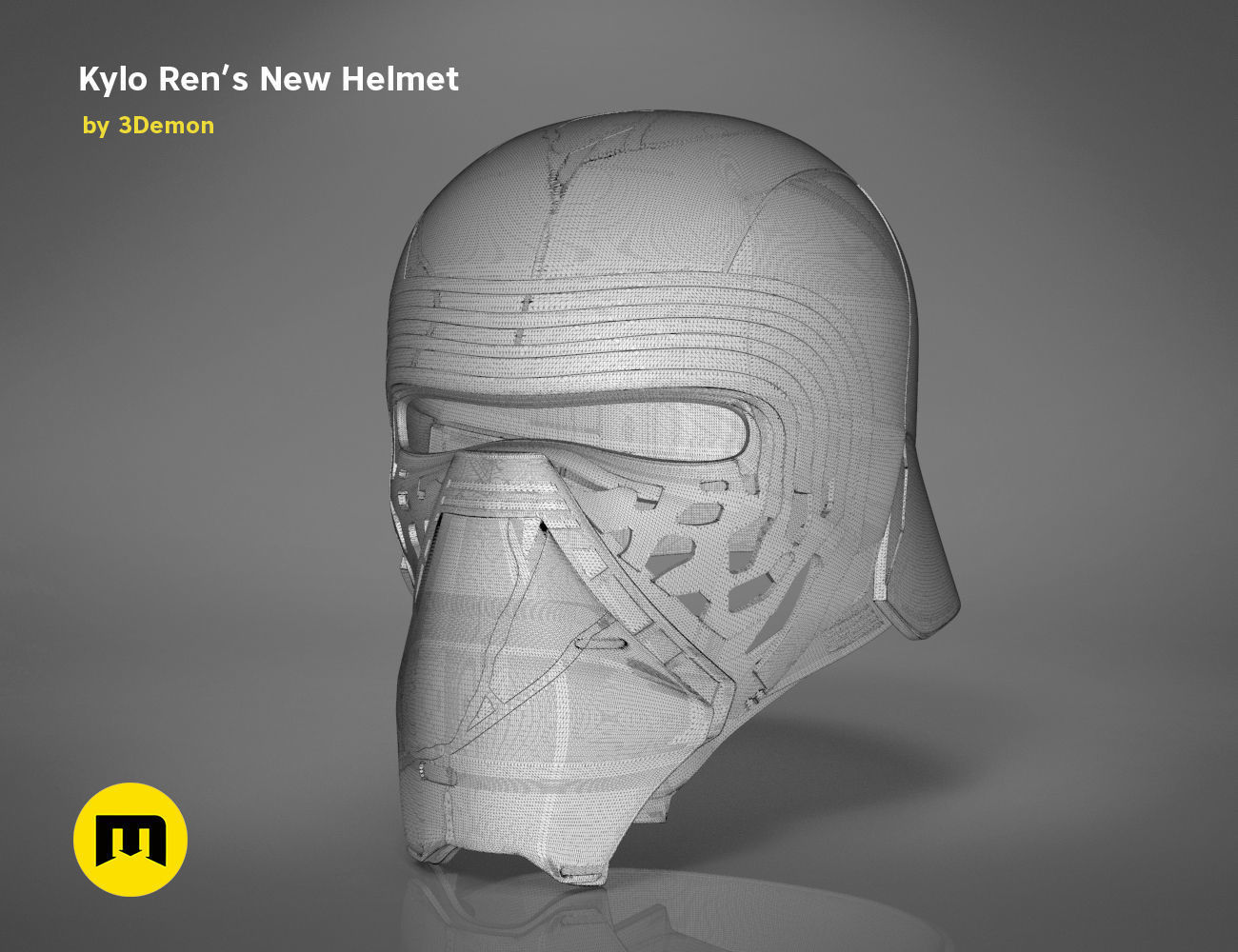 The Kylo Ren helmet destroyed - Star Wars 3D print model_9