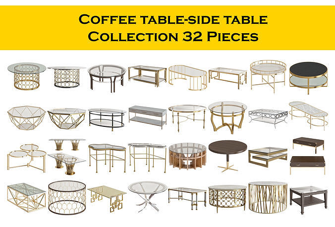Coffee table-side table Collection 32 Pieces 3d model 3D model