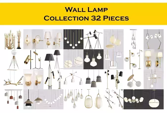 Wall Lamp Collection 32 Pieces 3d model