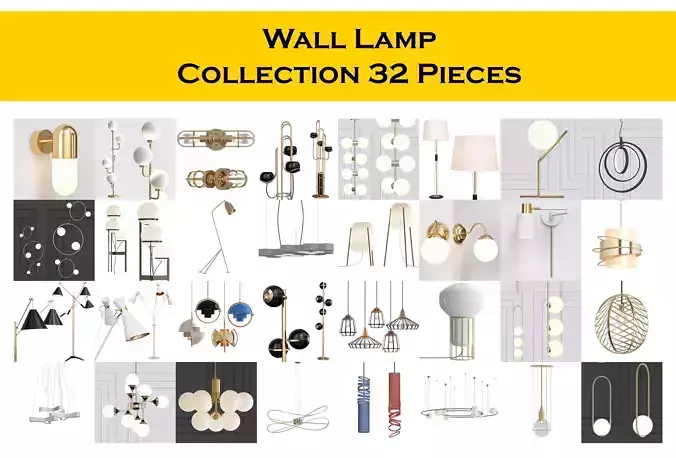 Wall Lamp Collection 32 Pieces 3d model