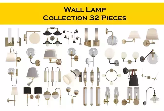 Wall Lamp Collection 32 Pieces 3d model 3D model