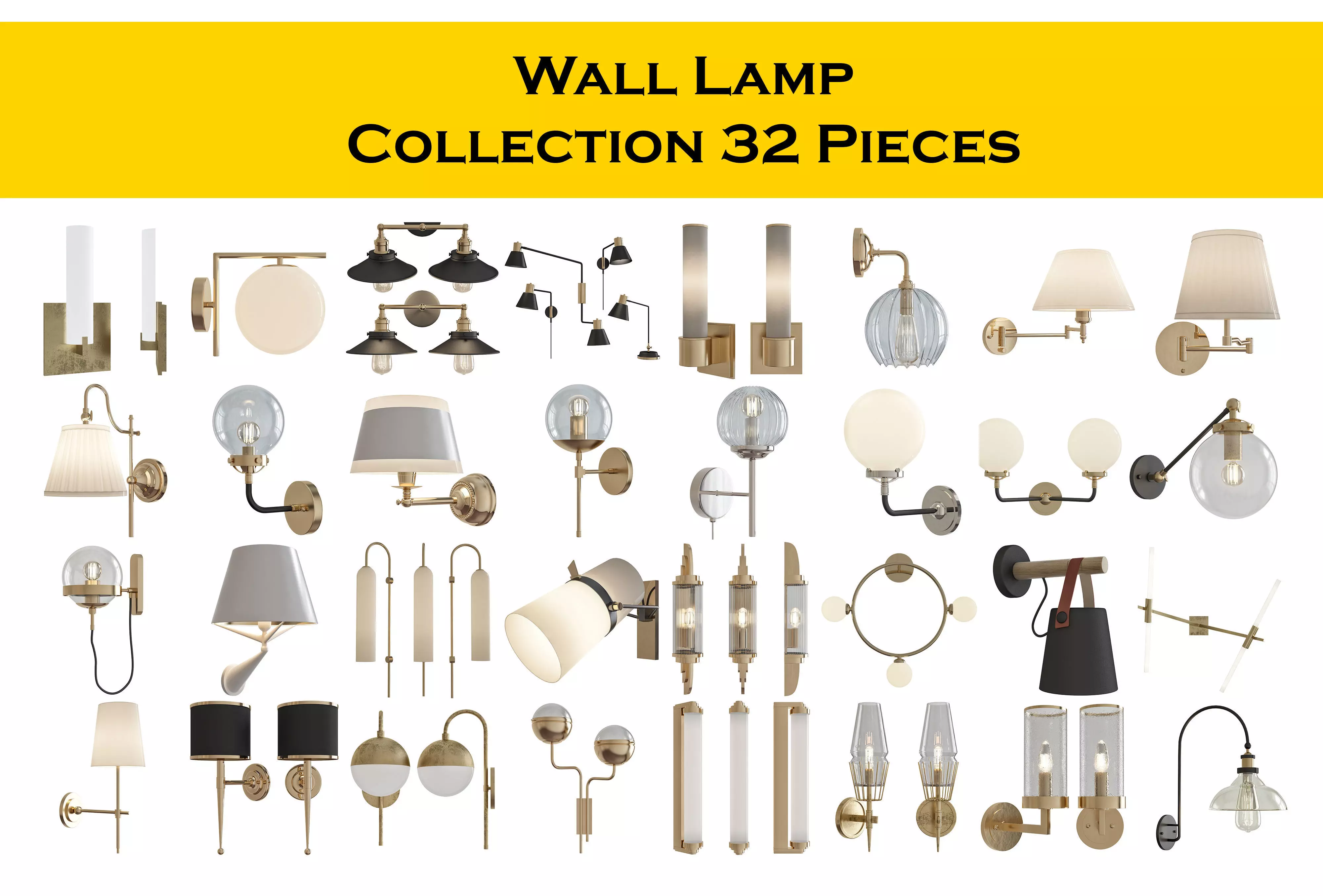 Wall Lamp Collection 32 Pieces 3d model 3D model_0