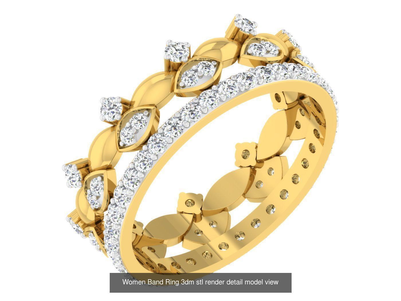100 Women Band Ring 3dm stl render detail model view 3D Model Collection_43