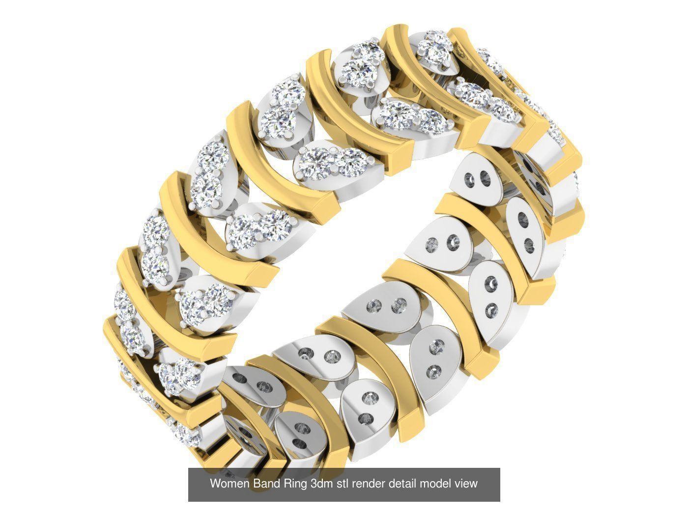 100 Women Band Ring 3dm stl render detail model view 3D Model Collection_79
