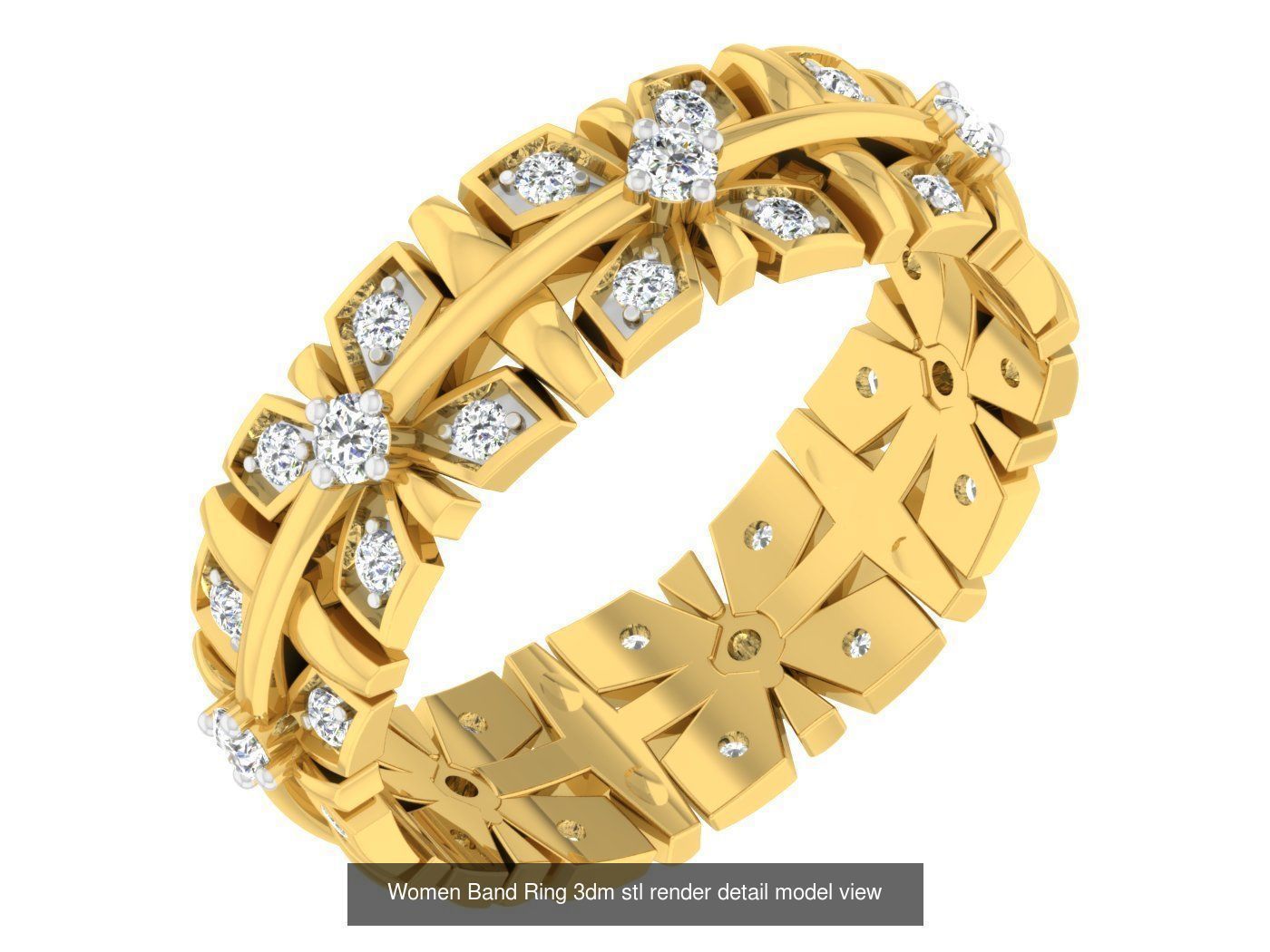 100 Women Band Ring 3dm stl render detail model view 3D Model Collection_68