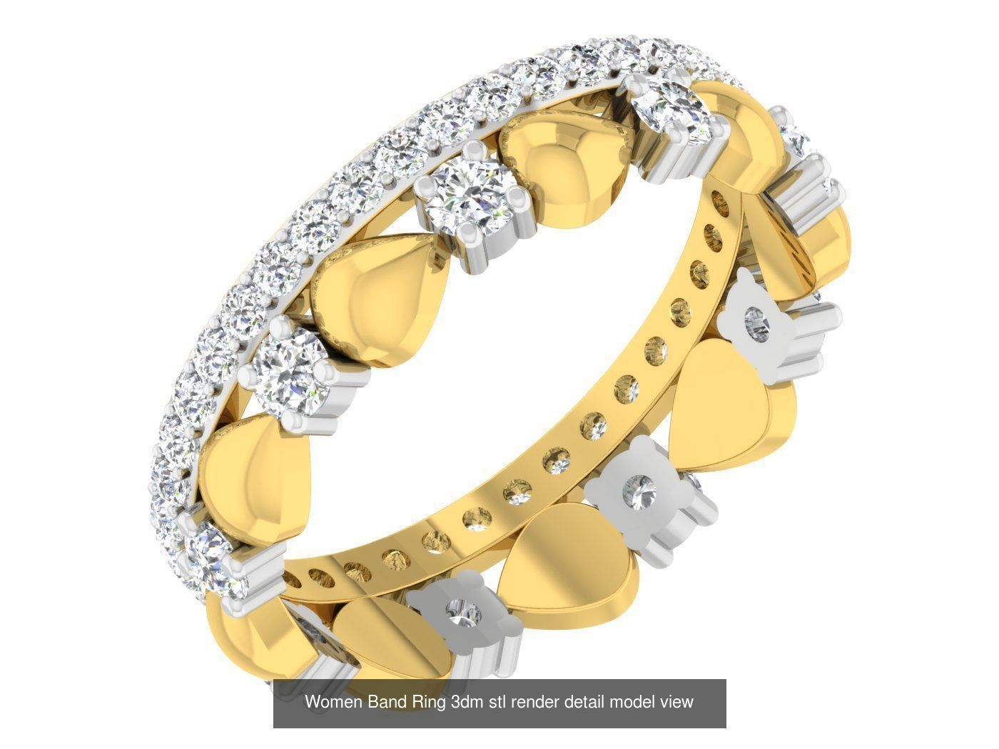 100 Women Band Ring 3dm stl render detail model view 3D Model Collection_42