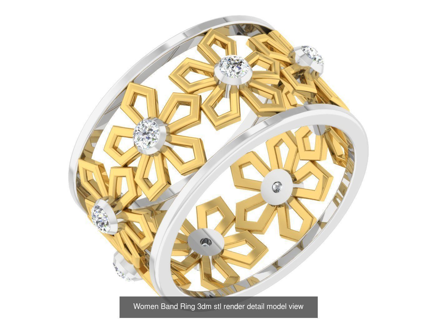 100 Women Band Ring 3dm stl render detail model view 3D Model Collection_30