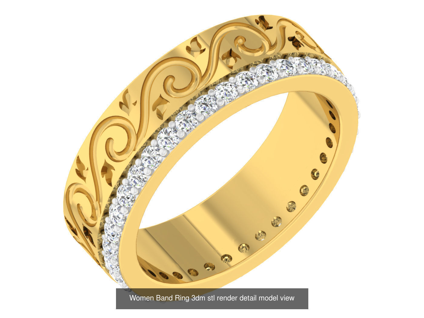 100 Women Band Ring 3dm stl render detail model view 3D Model Collection_34