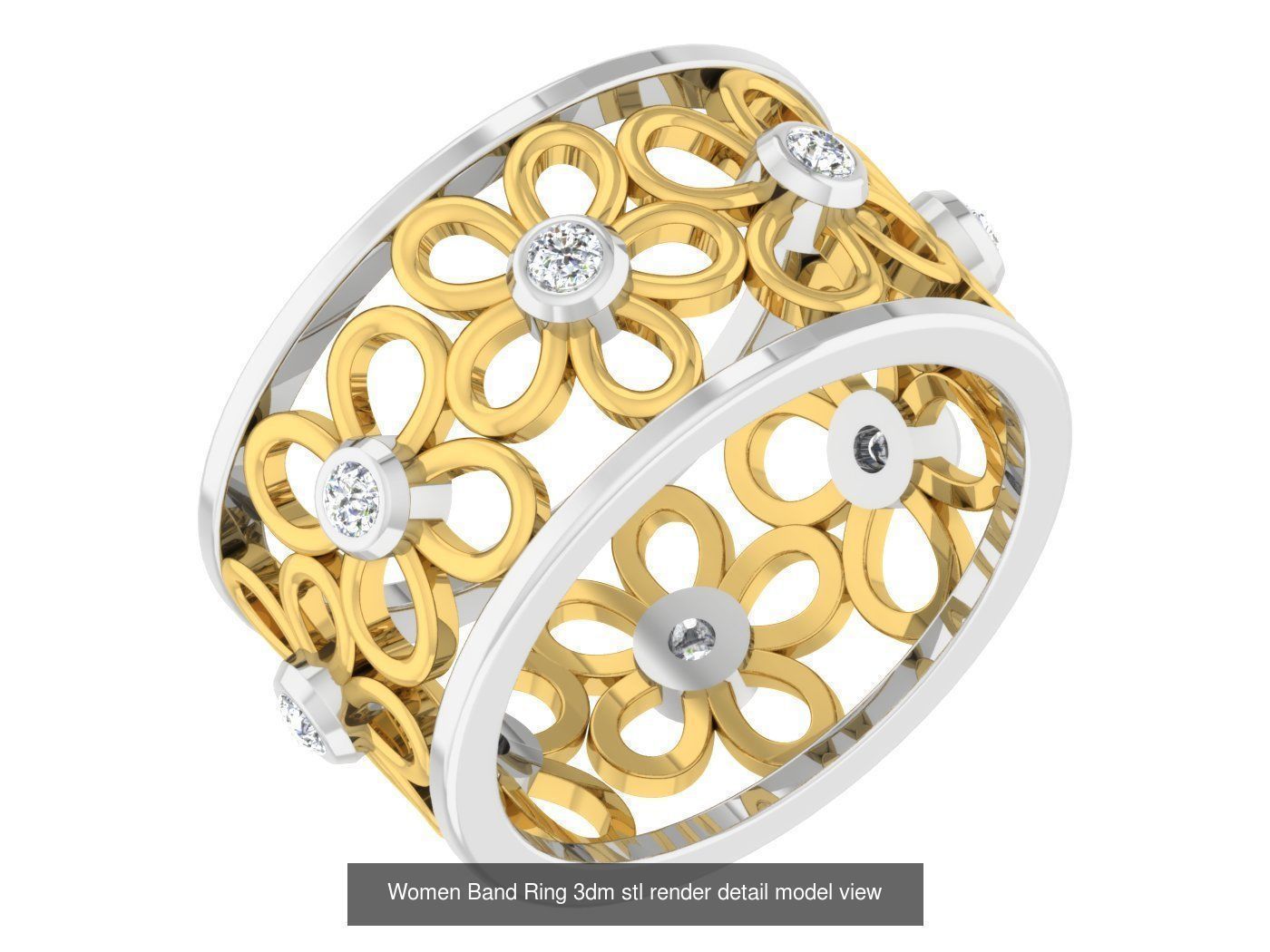 100 Women Band Ring 3dm stl render detail model view 3D Model Collection_31