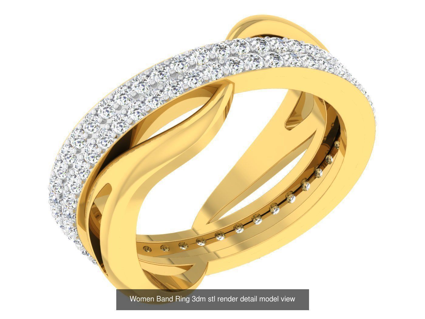 100 Women Band Ring 3dm stl render detail model view 3D Model Collection_35