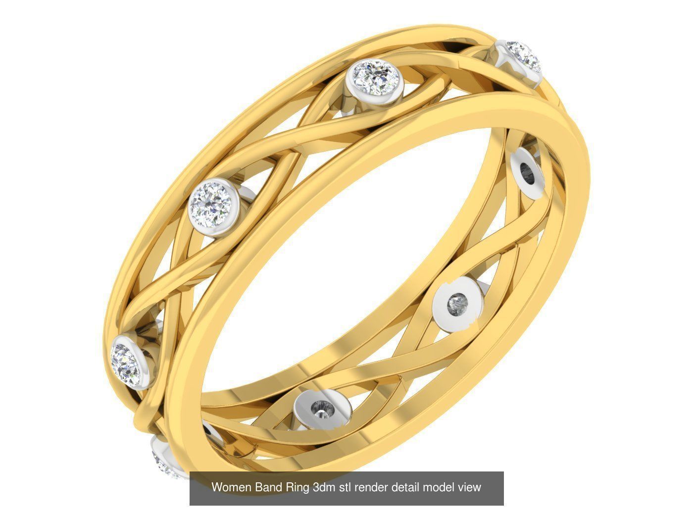100 Women Band Ring 3dm stl render detail model view 3D Model Collection_102