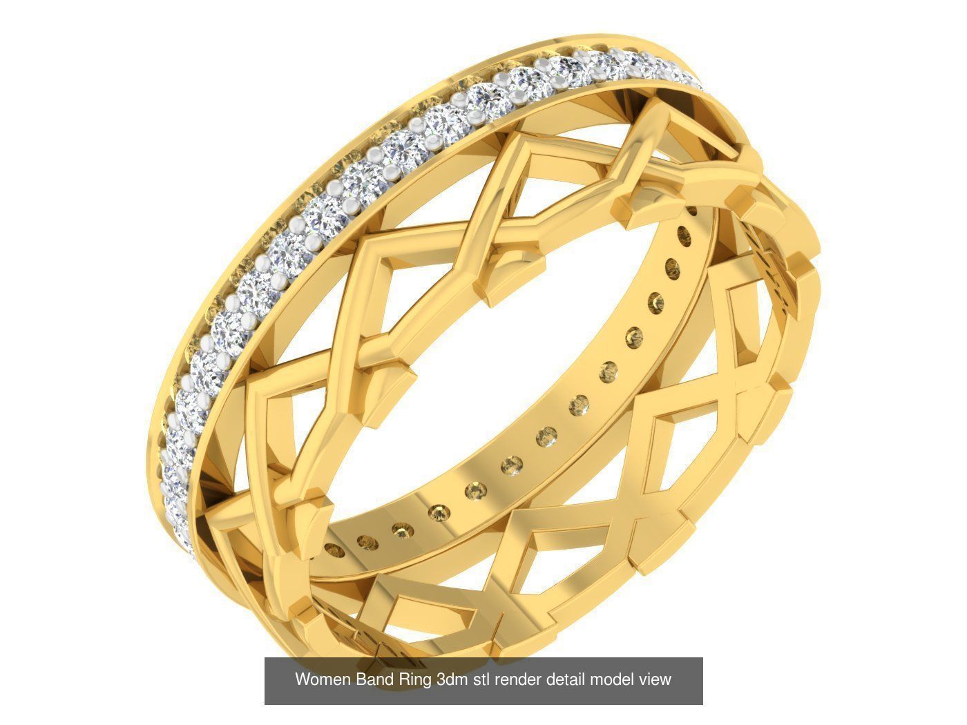 100 Women Band Ring 3dm stl render detail model view 3D Model Collection_21