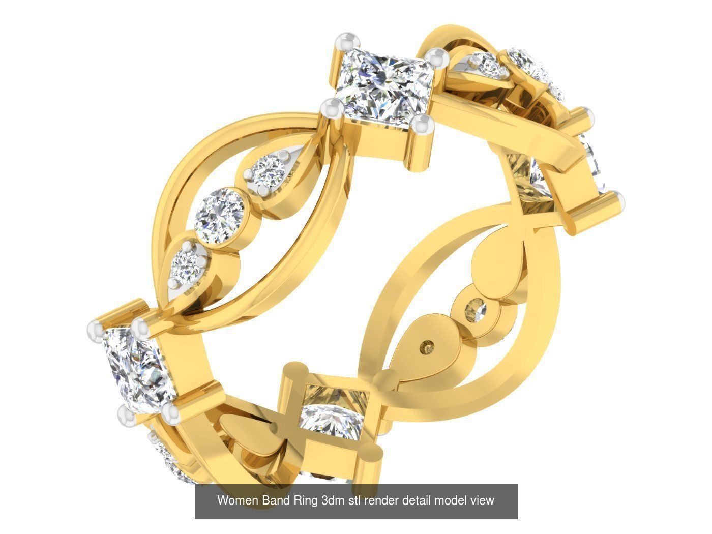 100 Women Band Ring 3dm stl render detail model view 3D Model Collection_62