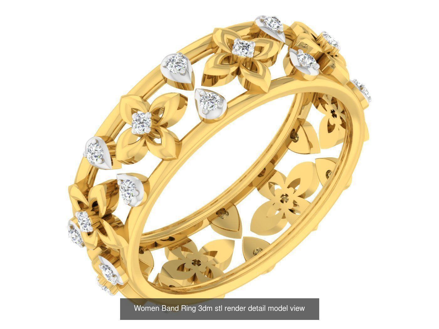 100 Women Band Ring 3dm stl render detail model view 3D Model Collection_84