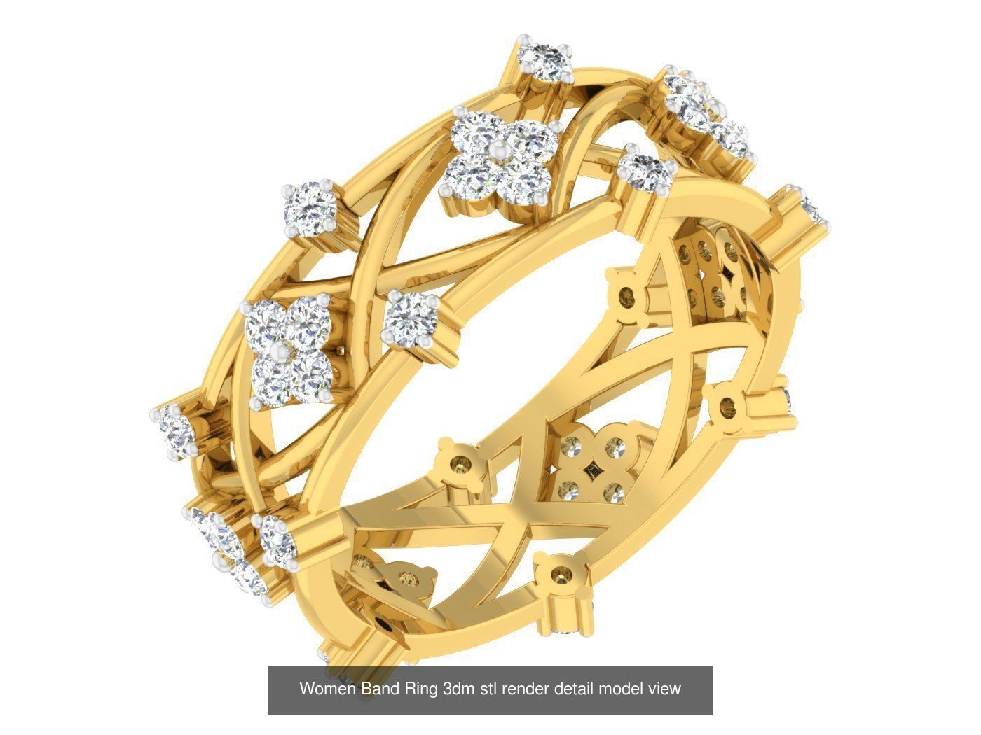 100 Women Band Ring 3dm stl render detail model view 3D Model Collection_80
