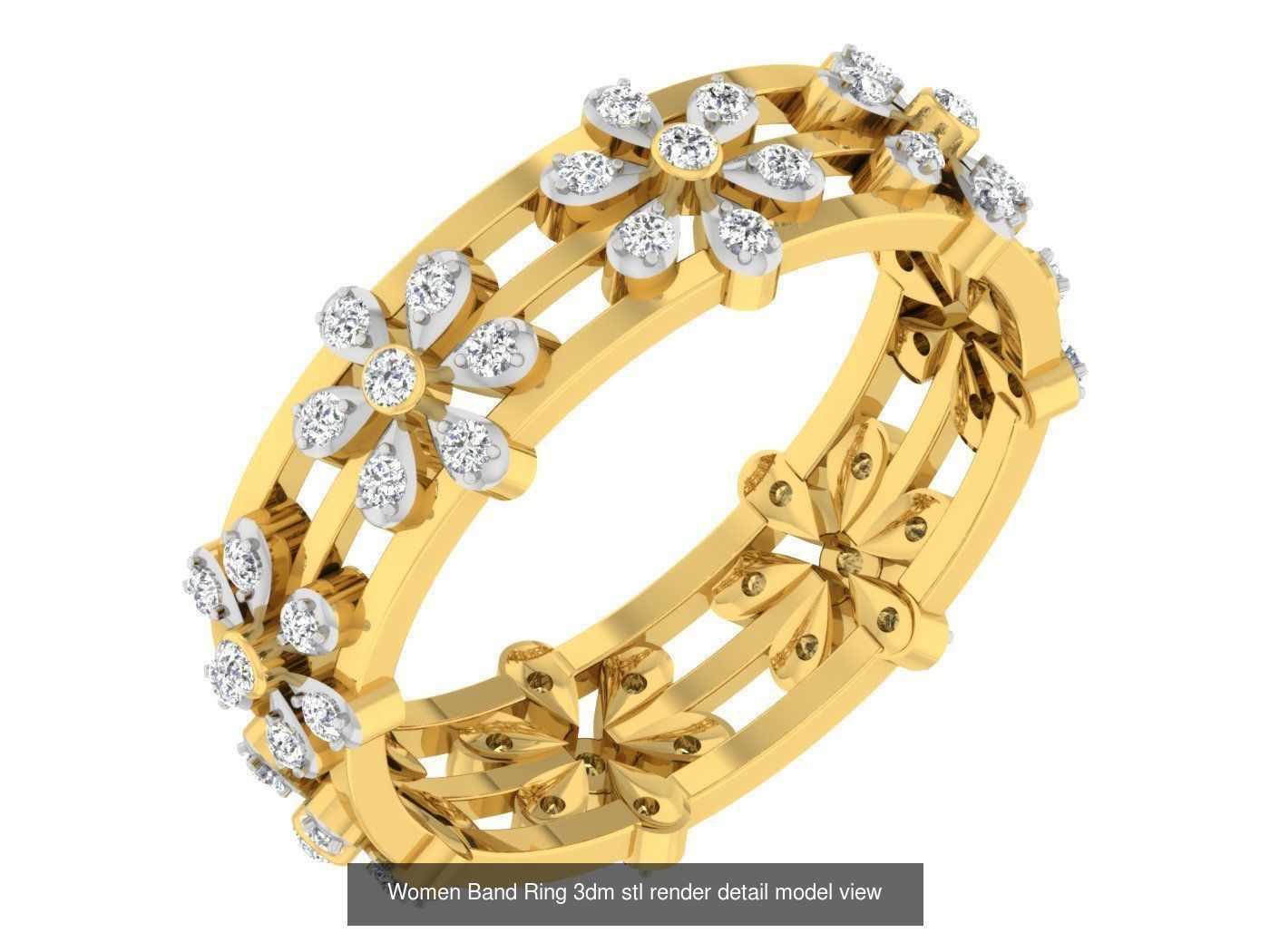 100 Women Band Ring 3dm stl render detail model view 3D Model Collection_49