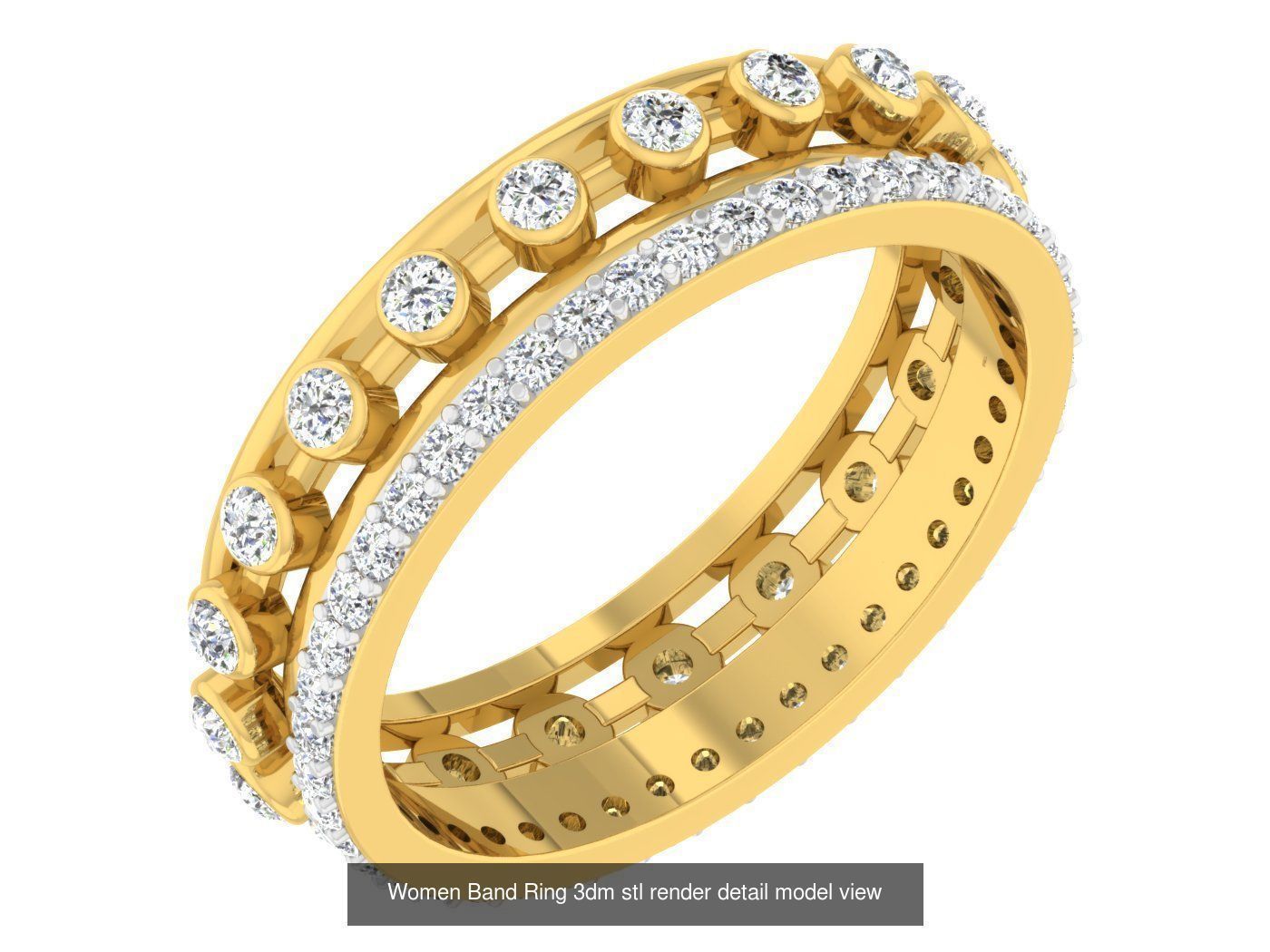 100 Women Band Ring 3dm stl render detail model view 3D Model Collection_90