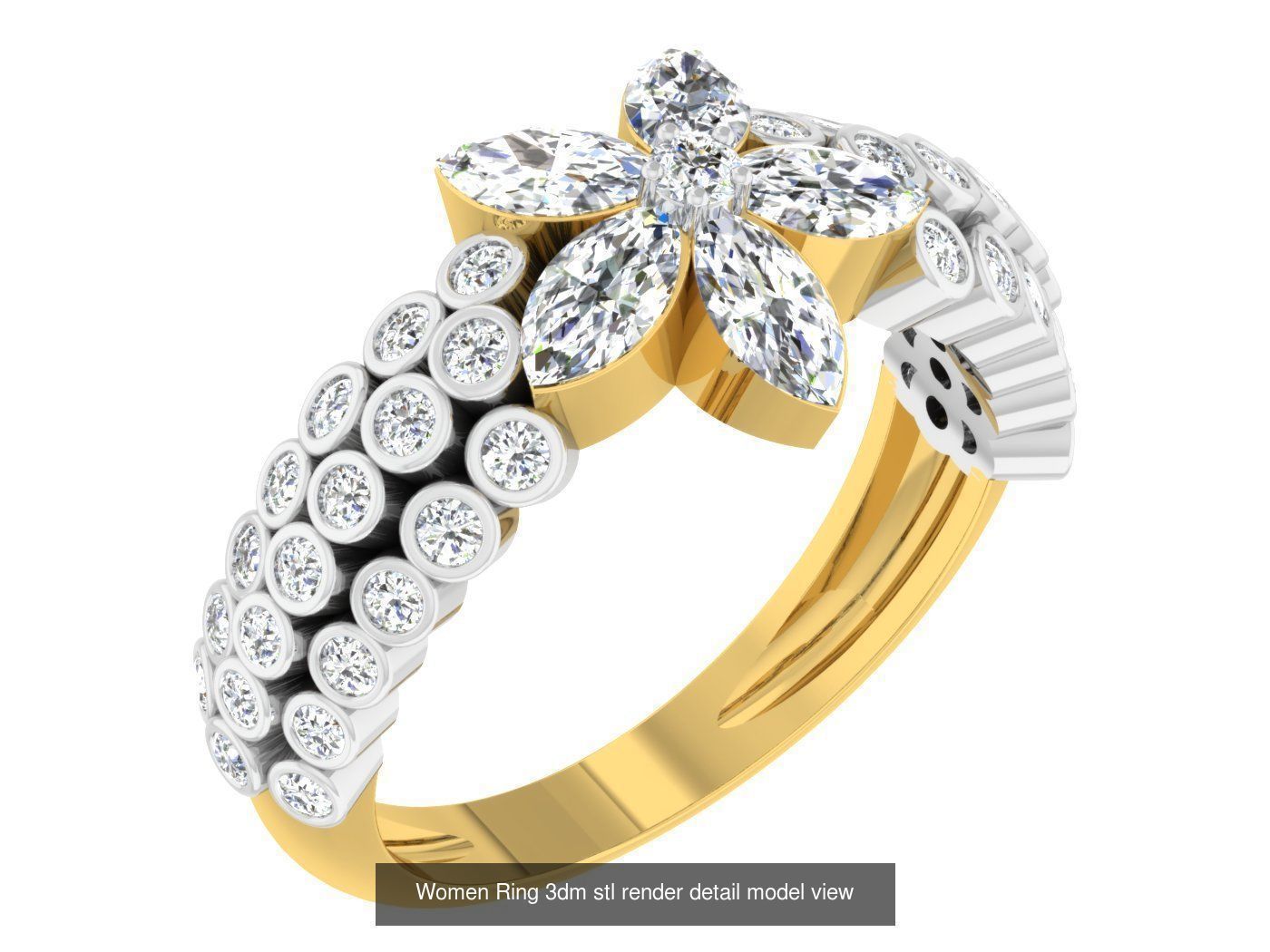 100 Women Band Ring 3dm stl render detail model view 3D Model Collection_32