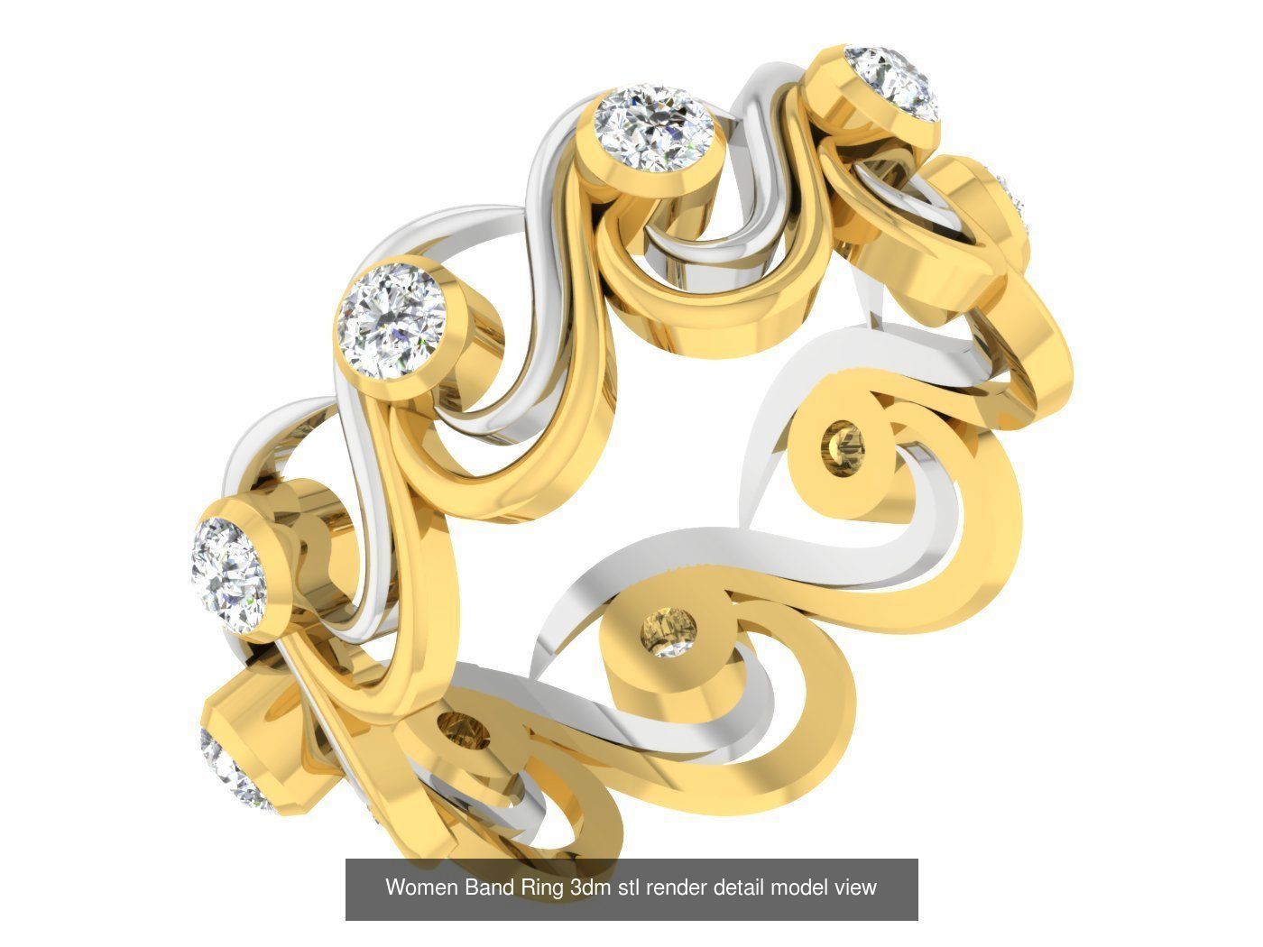 100 Women Band Ring 3dm stl render detail model view 3D Model Collection_22
