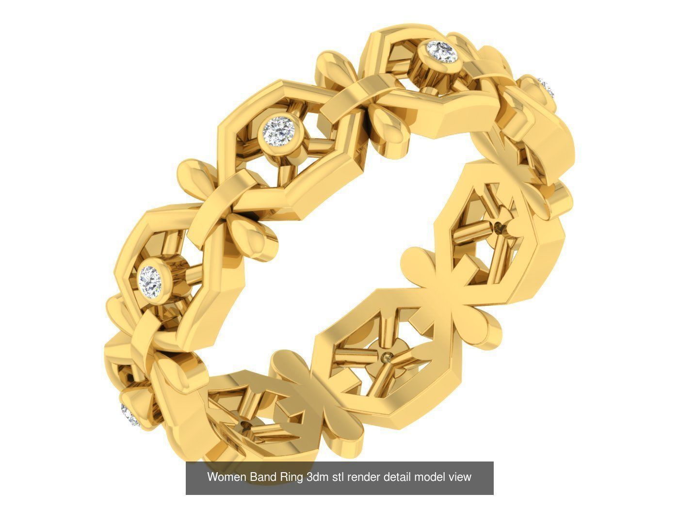 100 Women Band Ring 3dm stl render detail model view 3D Model Collection_75