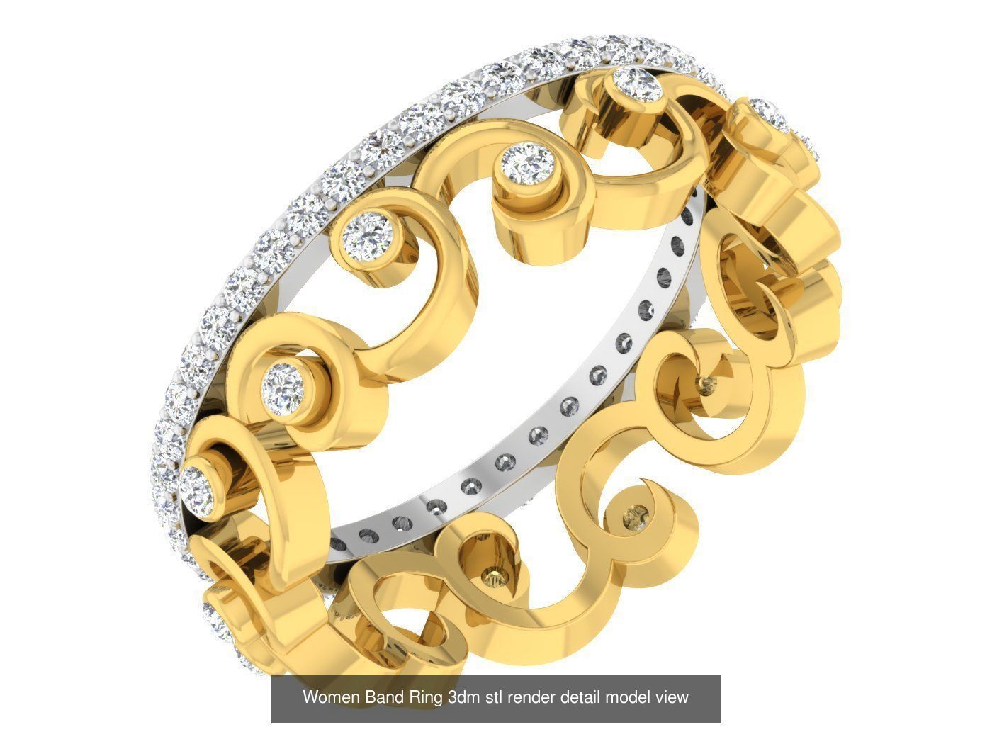 100 Women Band Ring 3dm stl render detail model view 3D Model Collection_95