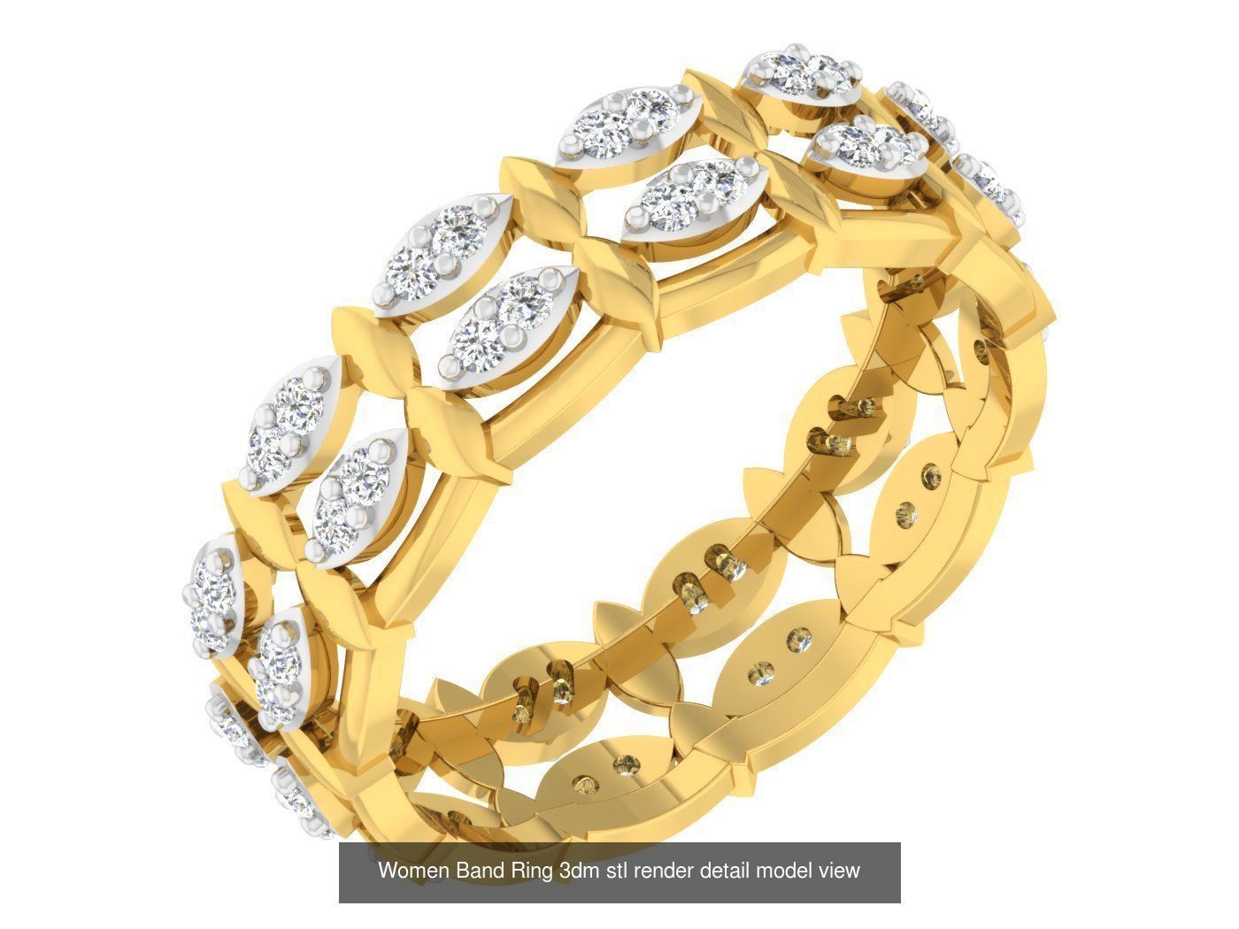 100 Women Band Ring 3dm stl render detail model view 3D Model Collection_99