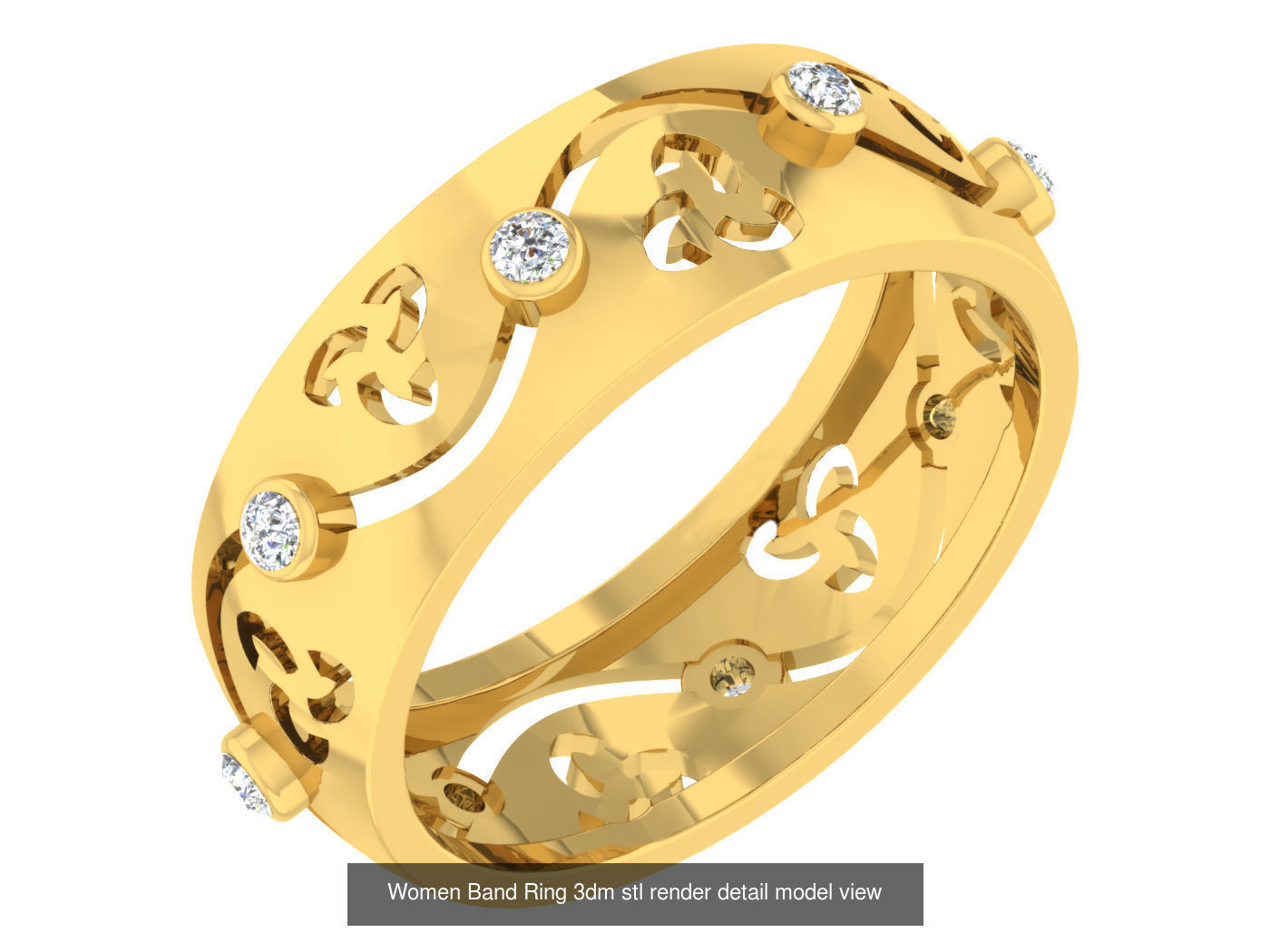 100 Women Band Ring 3dm stl render detail model view 3D Model Collection_103