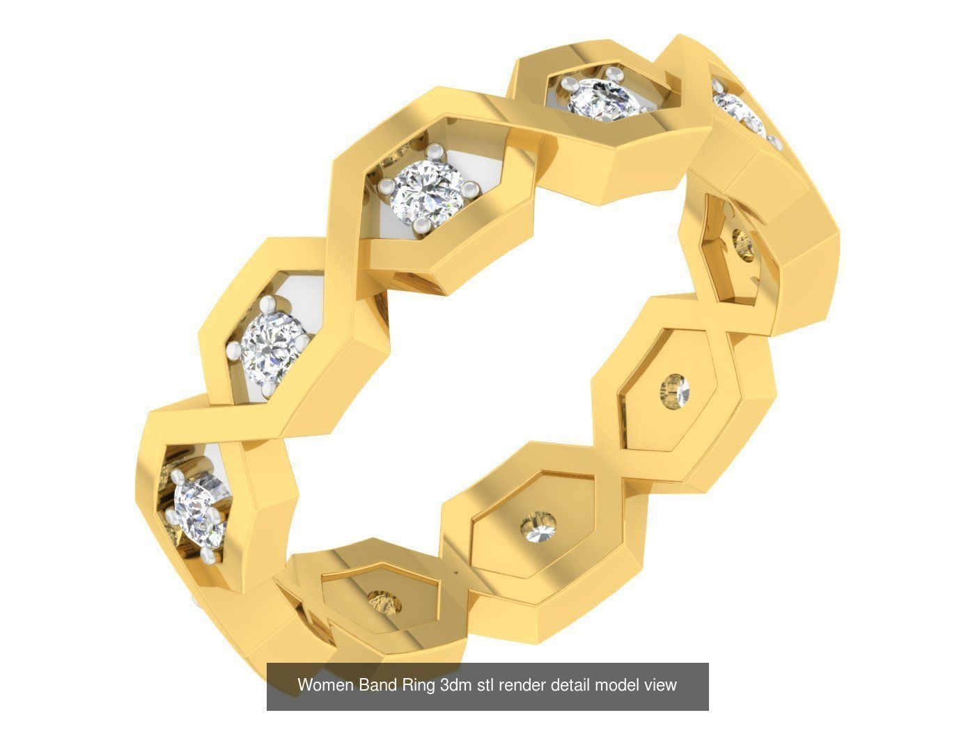 100 Women Band Ring 3dm stl render detail model view 3D Model Collection_18