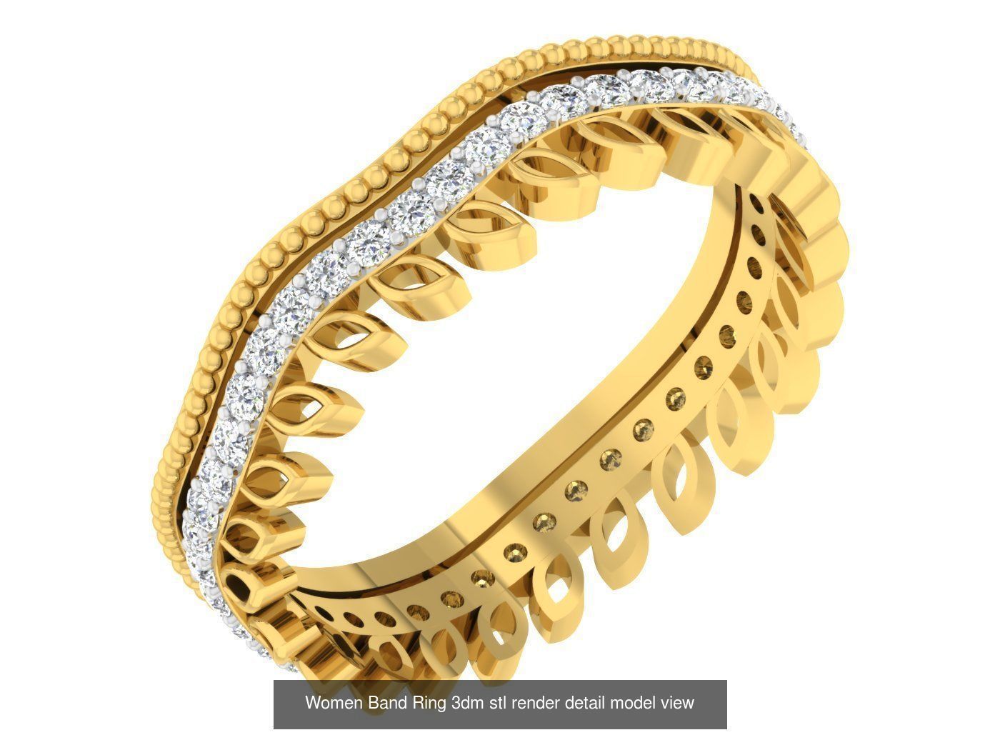 100 Women Band Ring 3dm stl render detail model view 3D Model Collection_70
