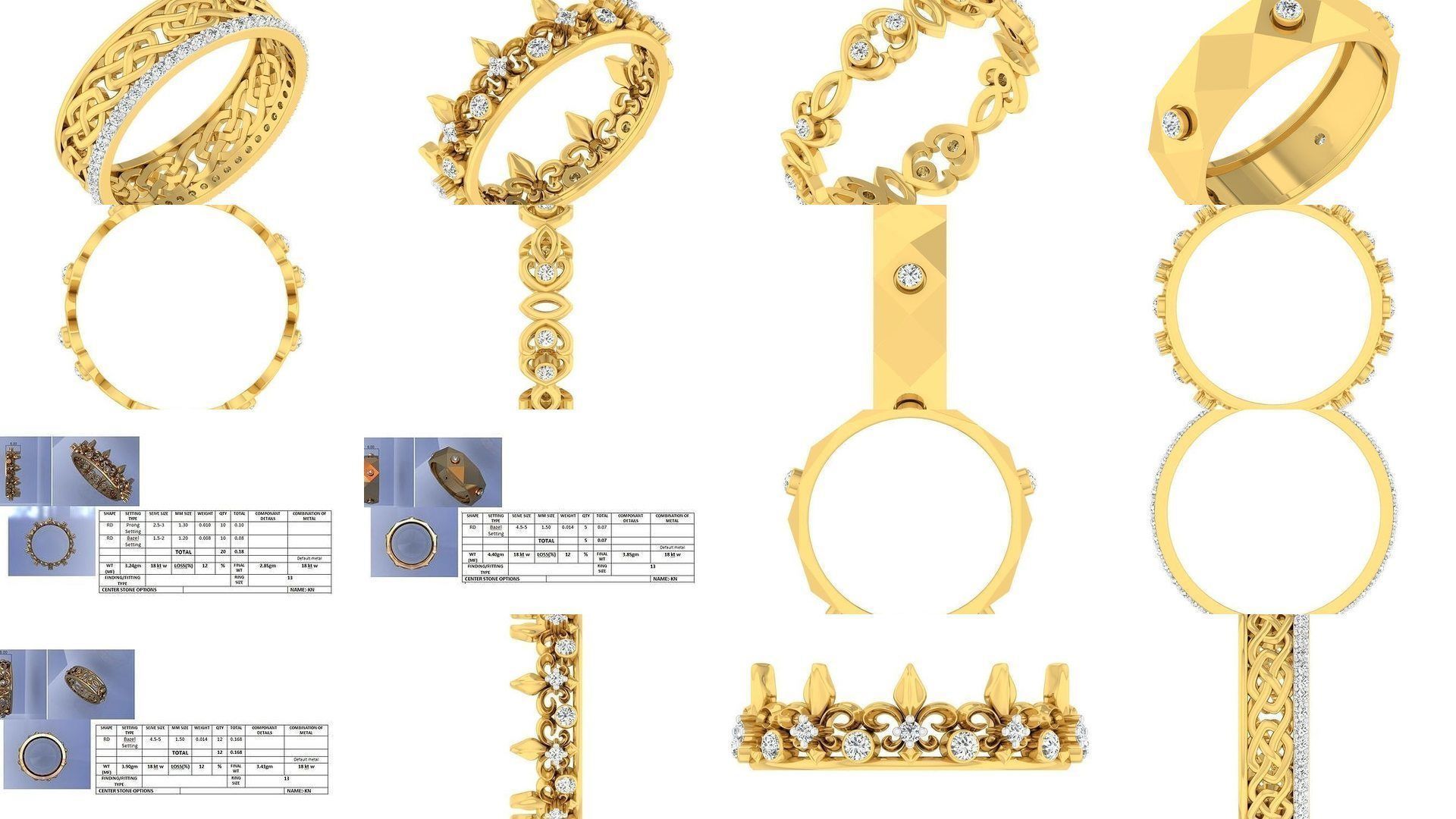 100 Women Band Ring 3dm stl render detail model view 3D Model Collection_4