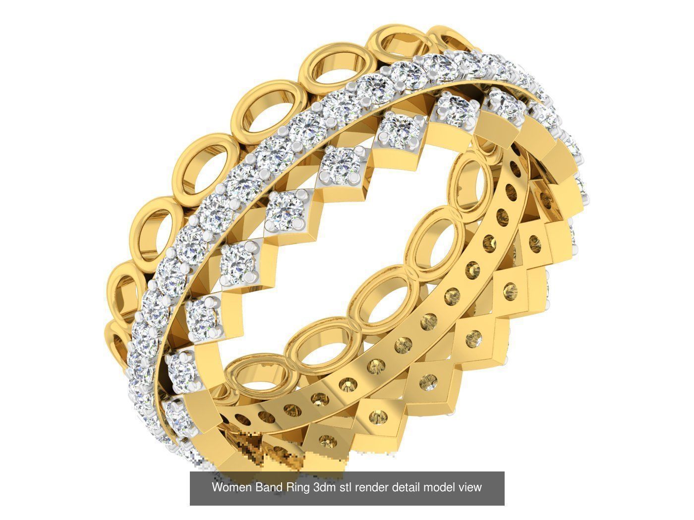 100 Women Band Ring 3dm stl render detail model view 3D Model Collection_53