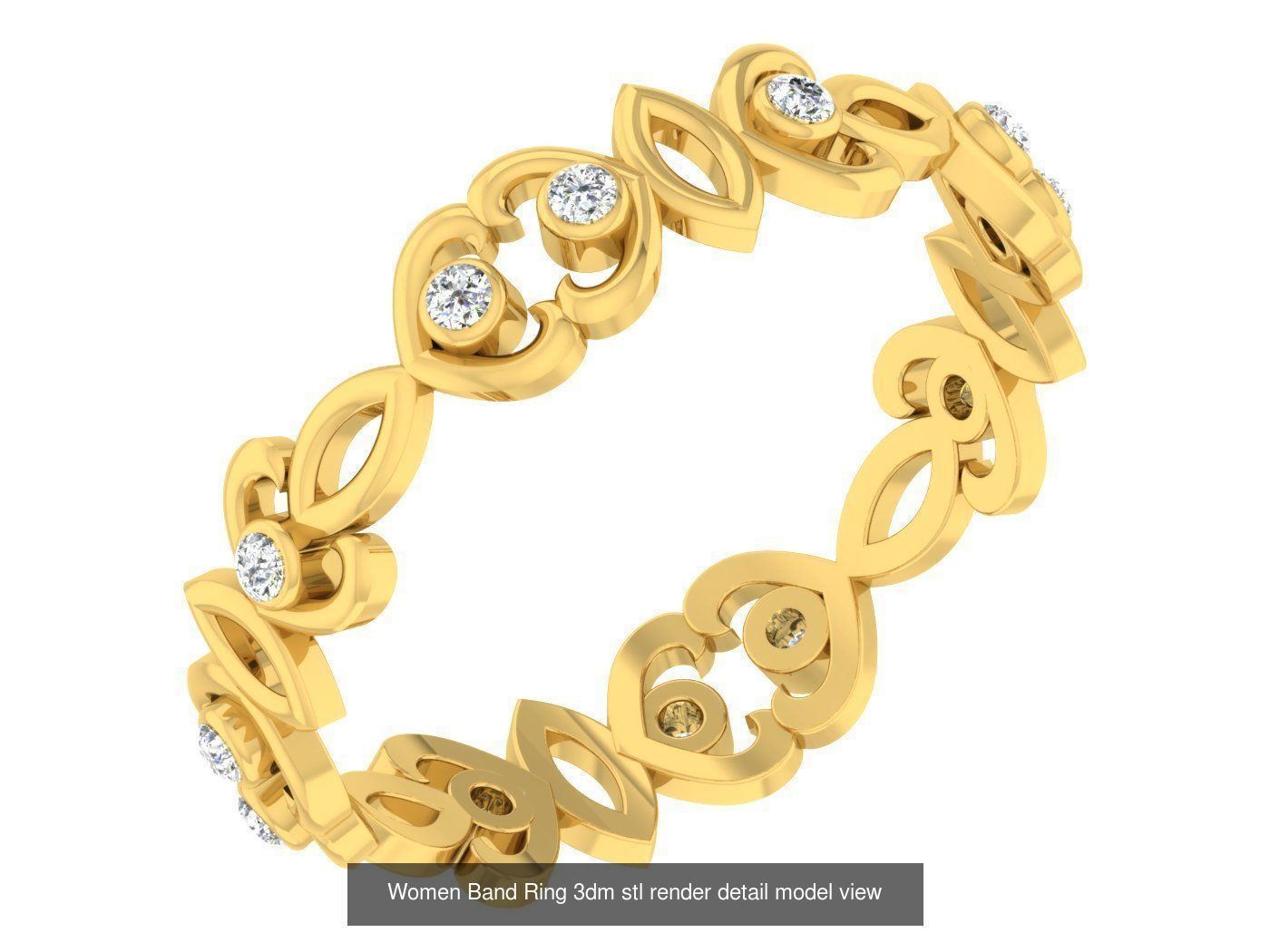 100 Women Band Ring 3dm stl render detail model view 3D Model Collection_111