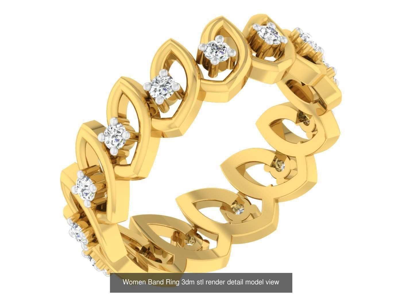 100 Women Band Ring 3dm stl render detail model view 3D Model Collection_83