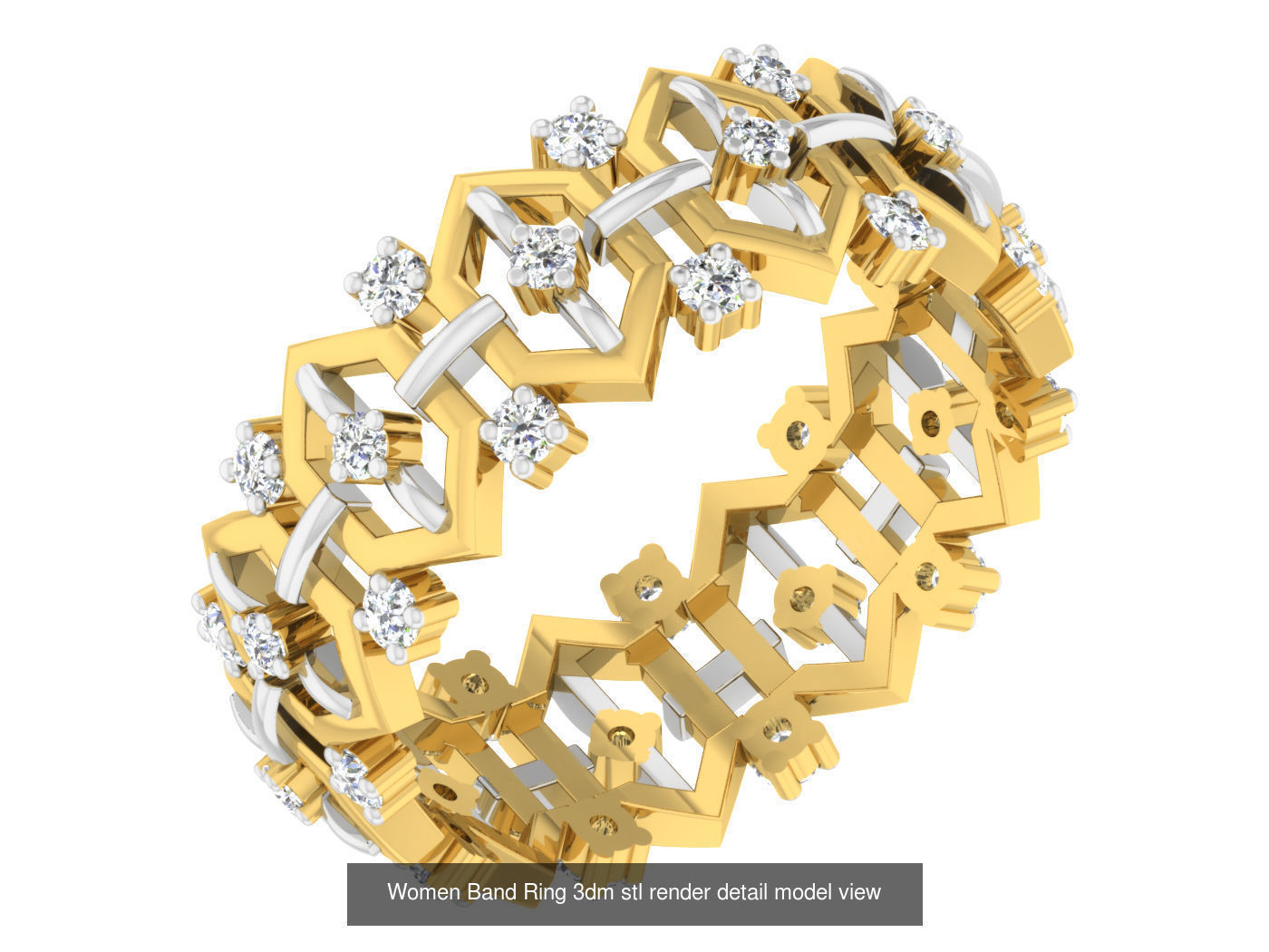 100 Women Band Ring 3dm stl render detail model view 3D Model Collection_41