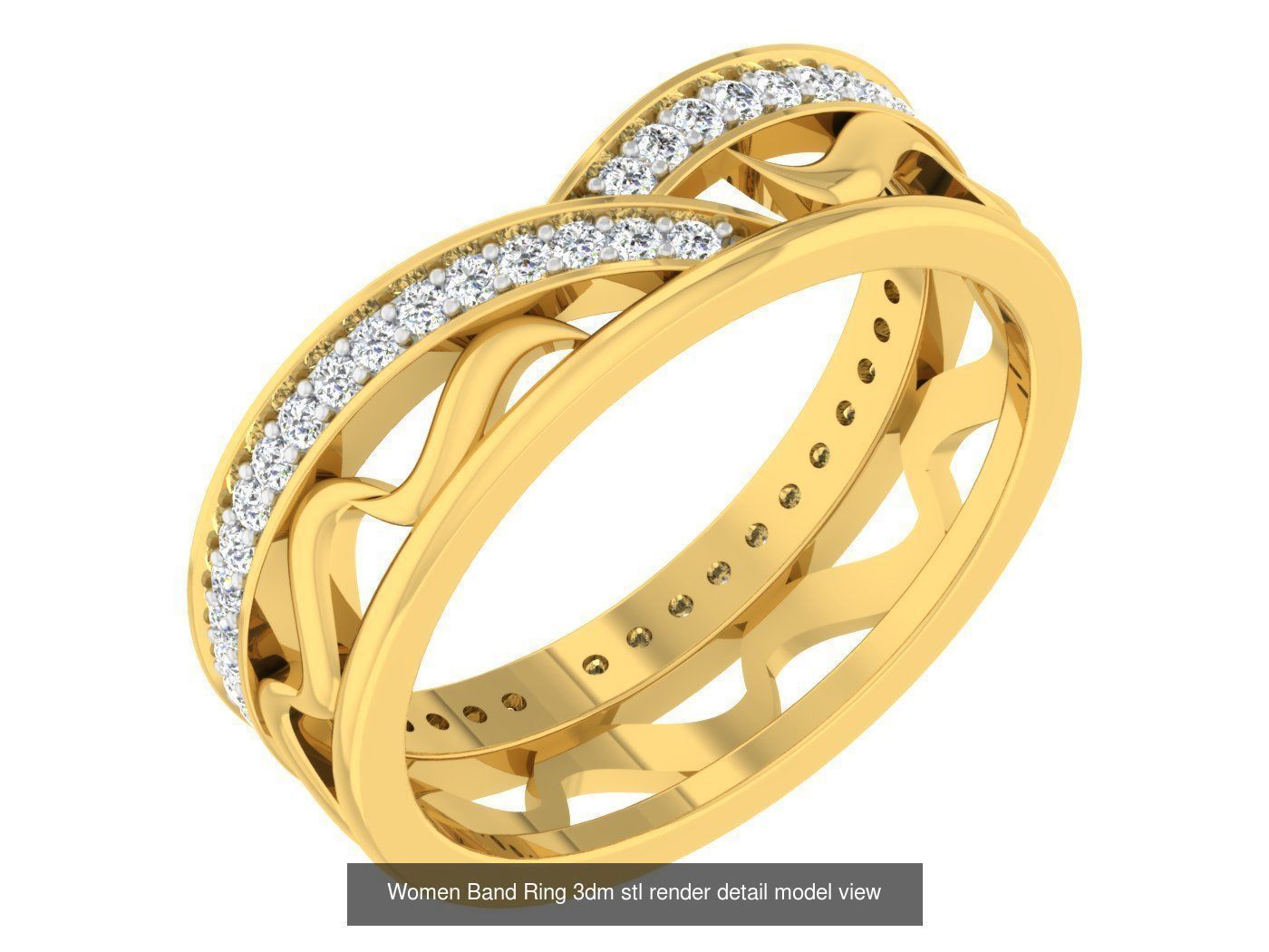 100 Women Band Ring 3dm stl render detail model view 3D Model Collection_37