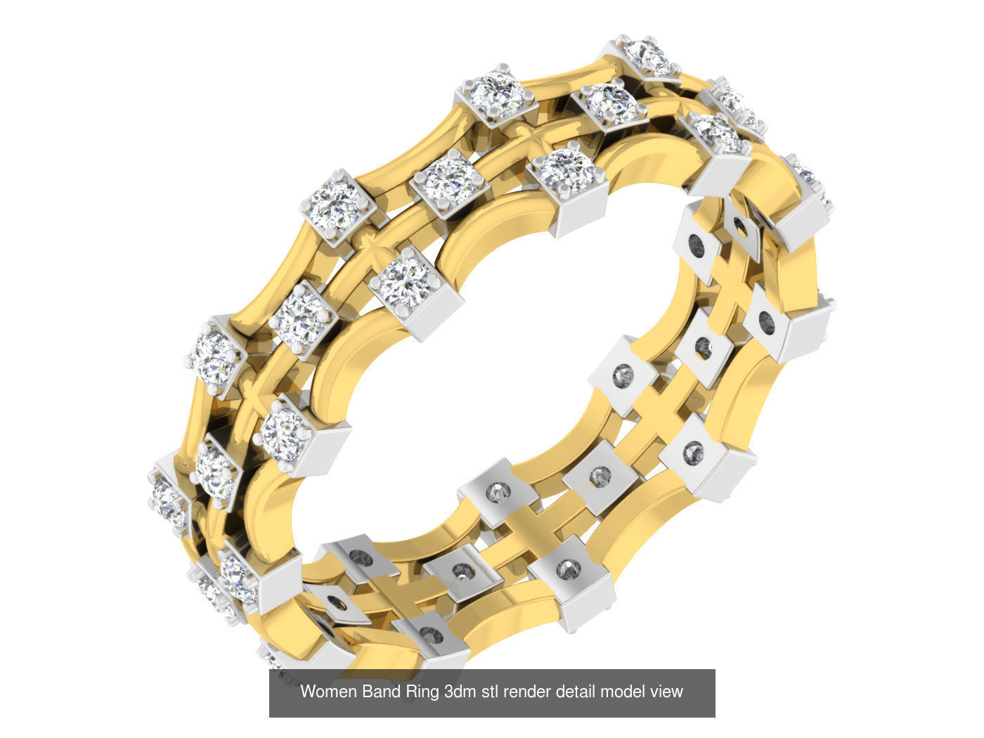 100 Women Band Ring 3dm stl render detail model view 3D Model Collection_67