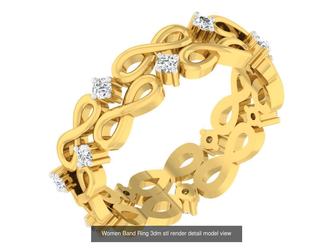 100 Women Band Ring 3dm stl render detail model view 3D Model Collection_78