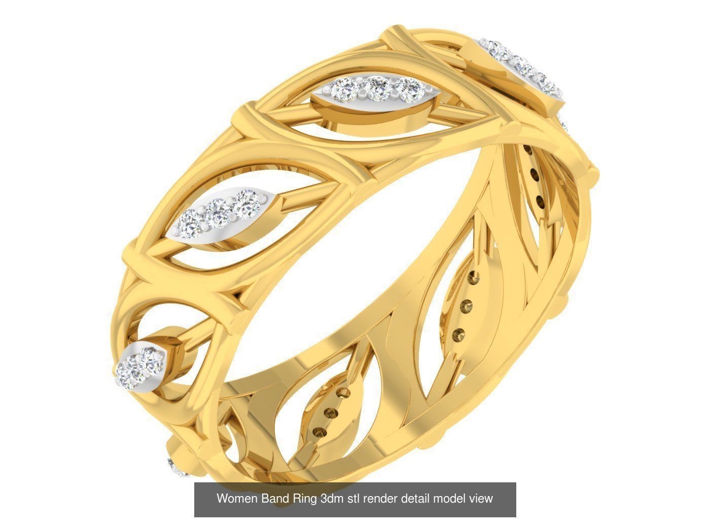 100 Women Band Ring 3dm stl render detail model view 3D Model Collection_107