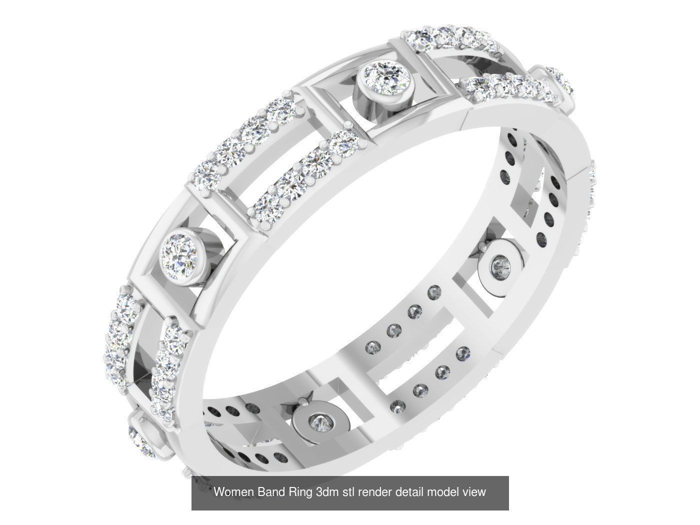 100 Women Band Ring 3dm stl render detail model view 3D Model Collection_94