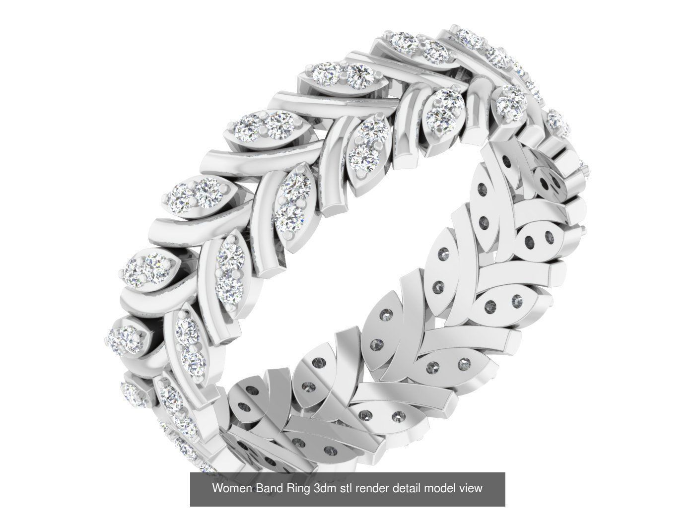 100 Women Band Ring 3dm stl render detail model view 3D Model Collection_47