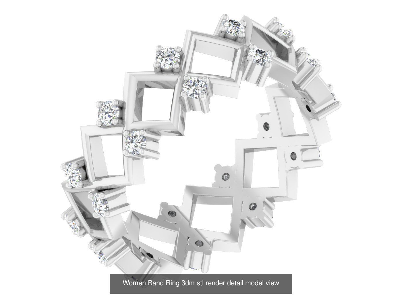 100 Women Band Ring 3dm stl render detail model view 3D Model Collection_63