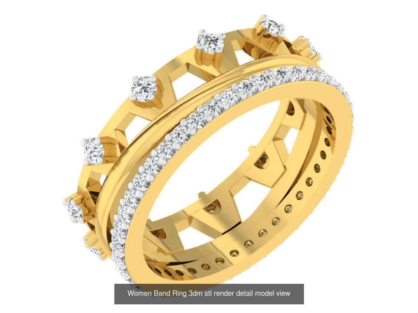 100 Women Band Ring 3dm stl render detail model view 3D Model Collection_36